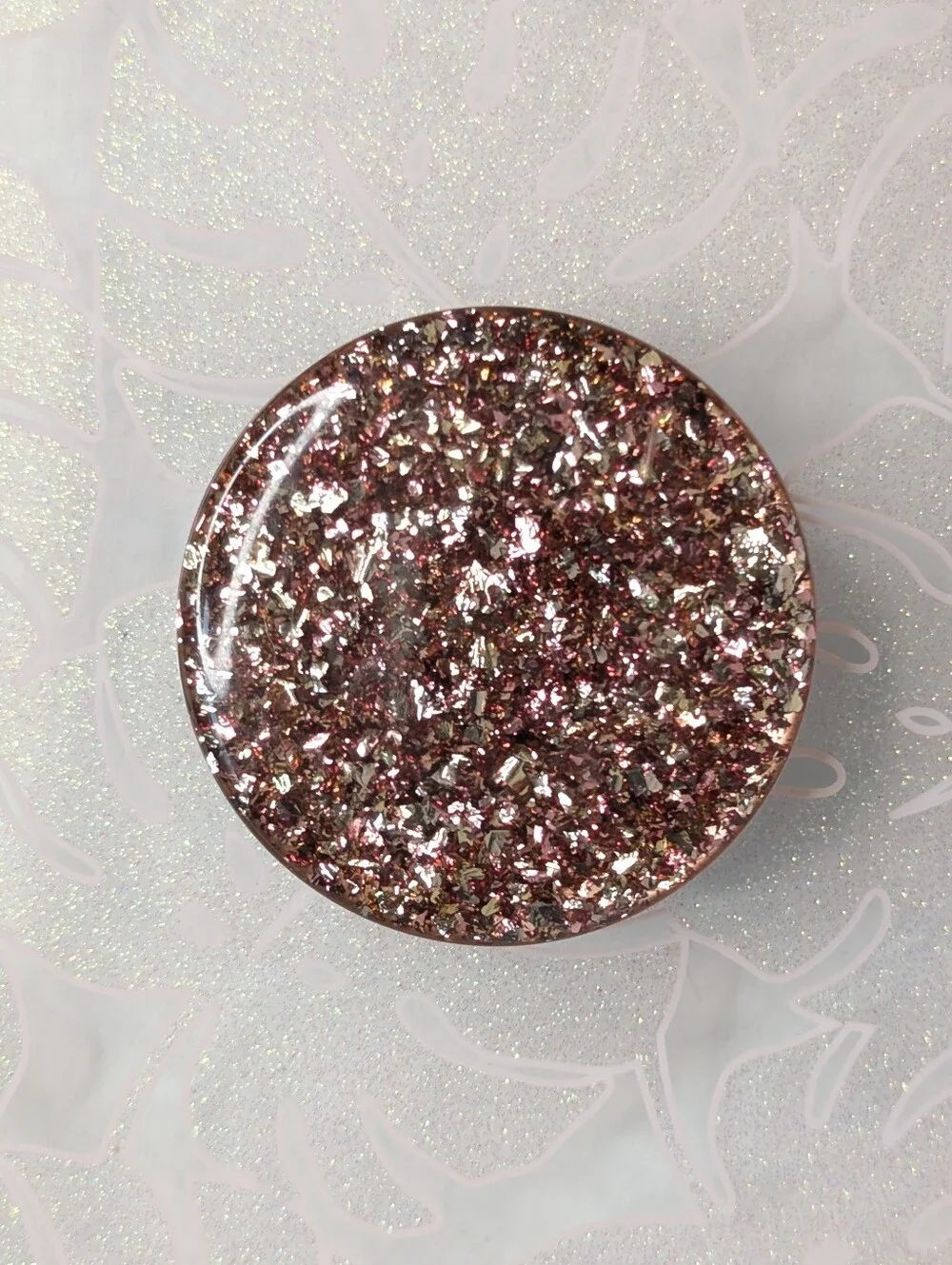 Kate Spade Glitter Palm Leaf iPhone 12 Pro Max Case Rose Gold Glitter Popsocket